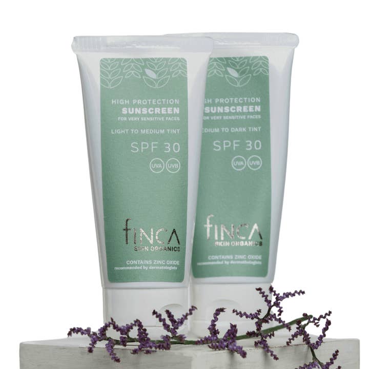 Getönte SPF 30 Anti-Rötung Sonnencreme für empfindliche Haut, einschließlich Rosacea. für den Großhandel von finca skin organics