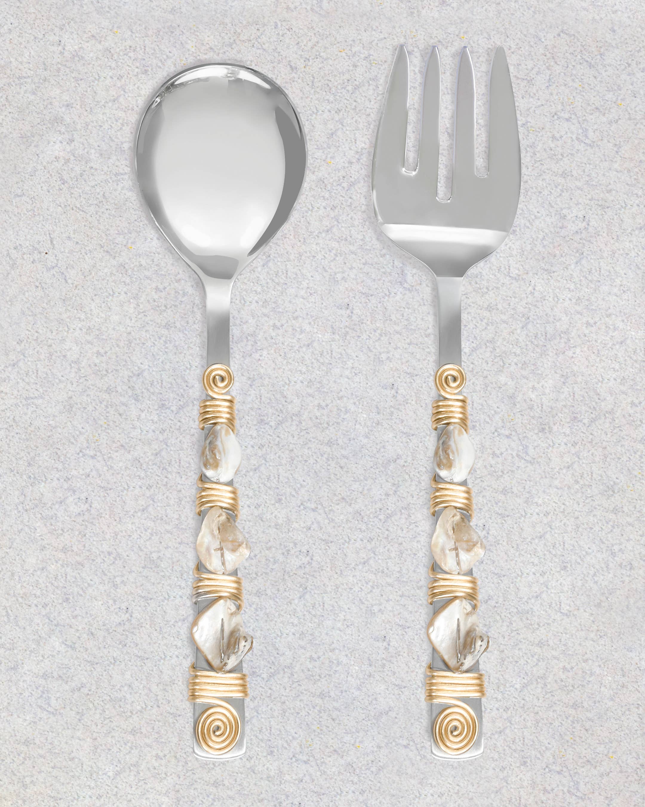 Tiramisu - Wholesale Serving Utensil - Mother of Pearl Salad Server Set1