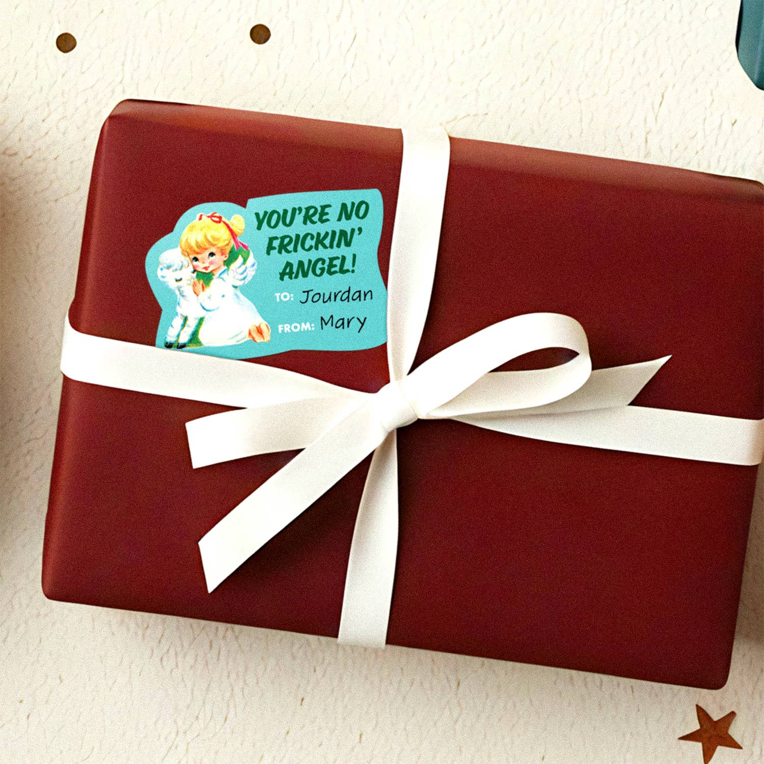 The Raccoon Society - Vente Textes pour étiquette cadeau - Feuille d'étiquettes cadeaux autocollantes espiègles pour les fêtes3