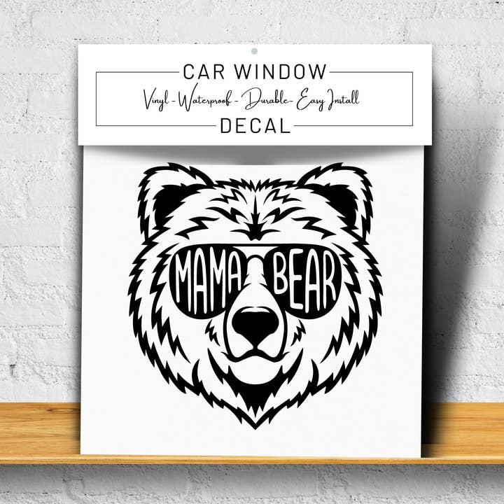 Mama Bear Vinyl Decal 6" (Black, Retail Packaging) for wholesale by Megabella Creations