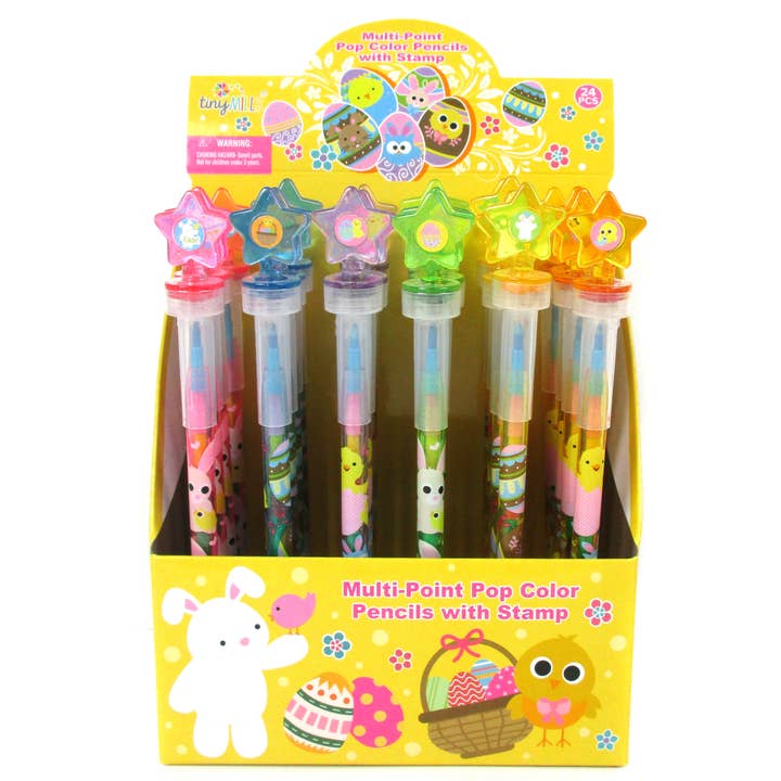 Easter Stackable Crayon with Stamper Topper for wholesale by Tiny Mills