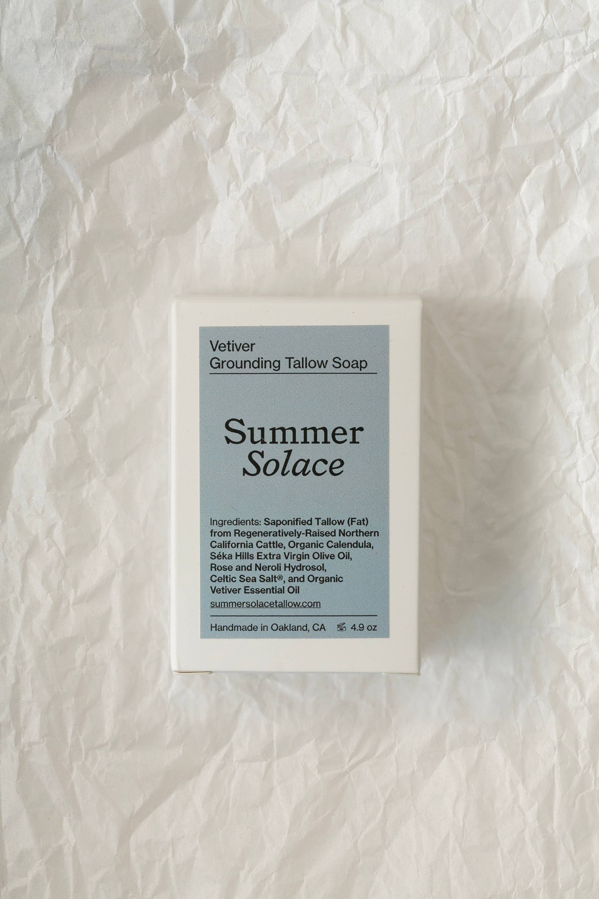 SUMMER SOLACE- Regenerative Tallow Beauty - Venta al por mayor Pastilla de jabón - Barra de Vetiver – Jabón Terroso y Aterrador, 4.9 oz1