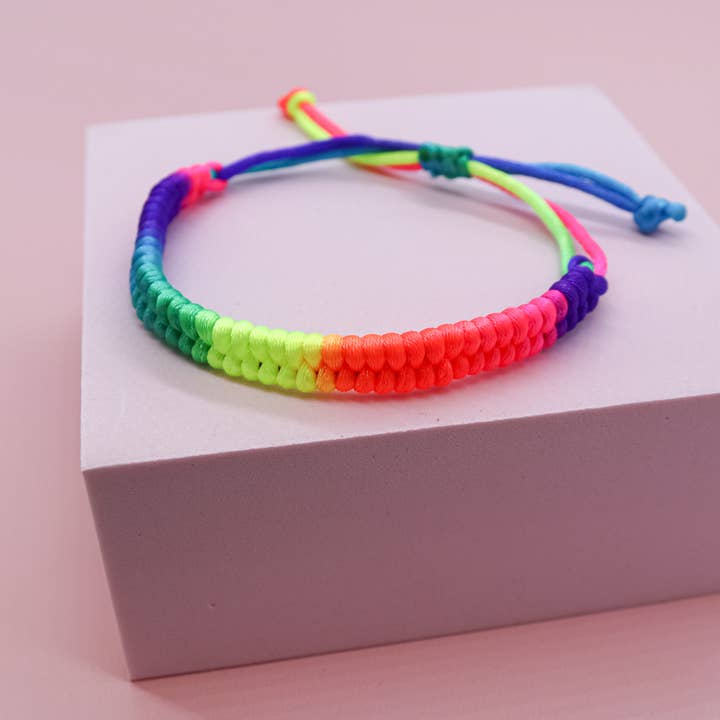 Natalia - Wholesale Woven/Braided Bracelet - Hand Braided Adjustable Rainbow Tie Dye Bracelet-PC