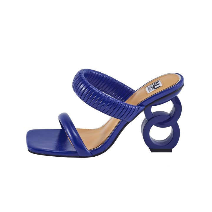 LADY COUTURE - Wholesale High Heels - Women's - Ninety Union RADDLE Metallic Heel Pleaded Two Band Slide