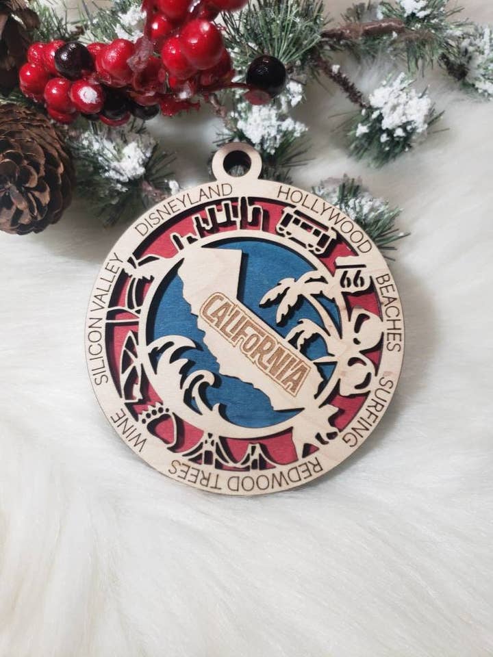 California-Themed Christmas Ornament for wholesale by A Little Bit of Summer LLC