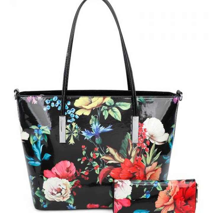 Ellas Trading - Vendita all'ingrosso Borsa tote - Donna - Borsa a Spalla Capiente con Design Floreale Vivace