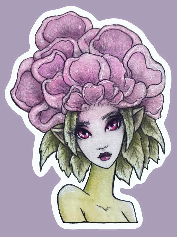 Pink Flower Girl Faerie Fairy Sticker for wholesale by Faeries of Glittering Glen