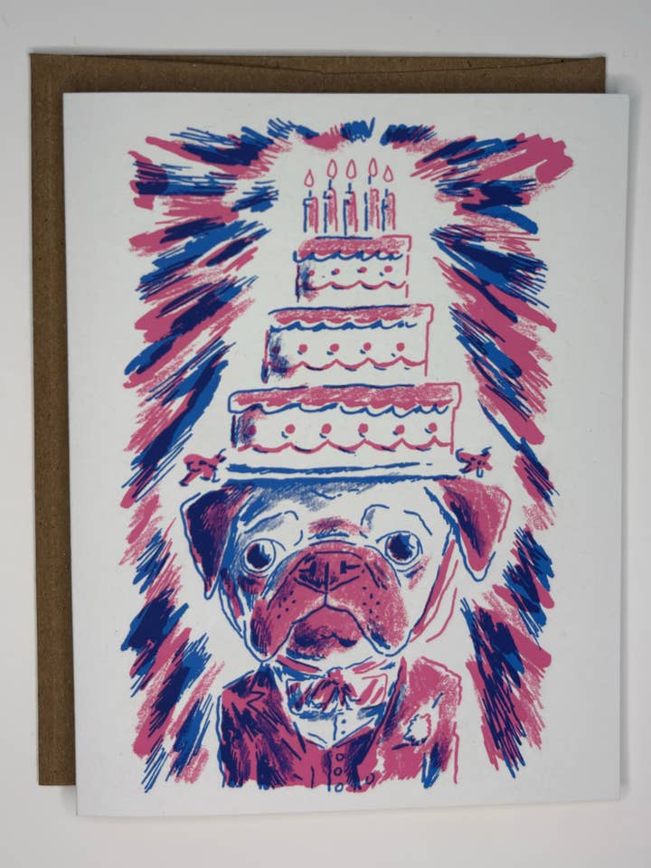 Biglietto di Auguri per Cani con Torta di Compleanno per la vendita all'ingrosso da parte di Steve Teare's Pet Portraits