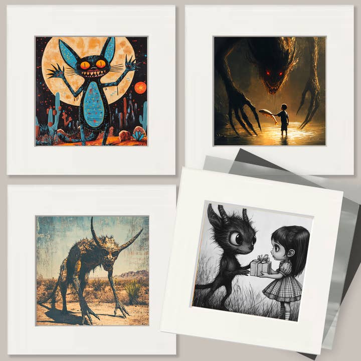 Mowbi - Wholesale Art Print - A Present for Chupacabra - Mythical Beasts Wall Art Prints – 8″x10″ Artwork for 11″x14″ Frame