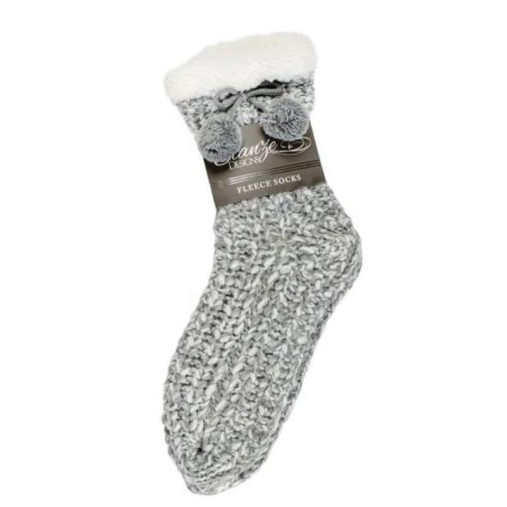 EAST AVENUE - Wholesale Sock Slippers - Women's - Slipper Socks Fleece Gray Ladies