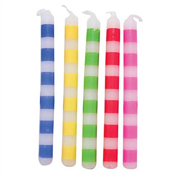 2,5-tommer flerfarvede stribede fødselsdagslys, kasse med 240 stk. for engroshandel hos KT Supply