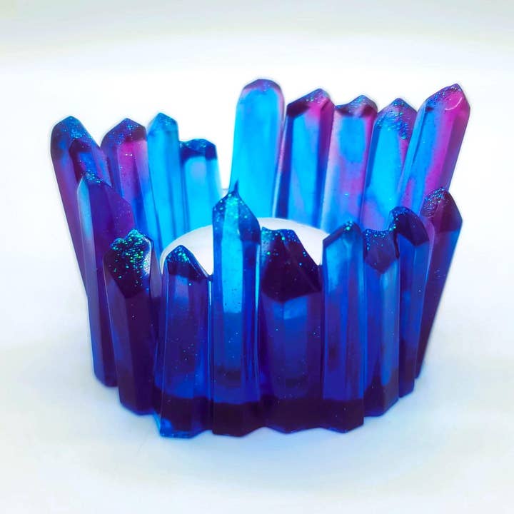 Eco-Friendly Resin Crystal Cluster Tealight Holder #4 for wholesale by Slightly Askew Art