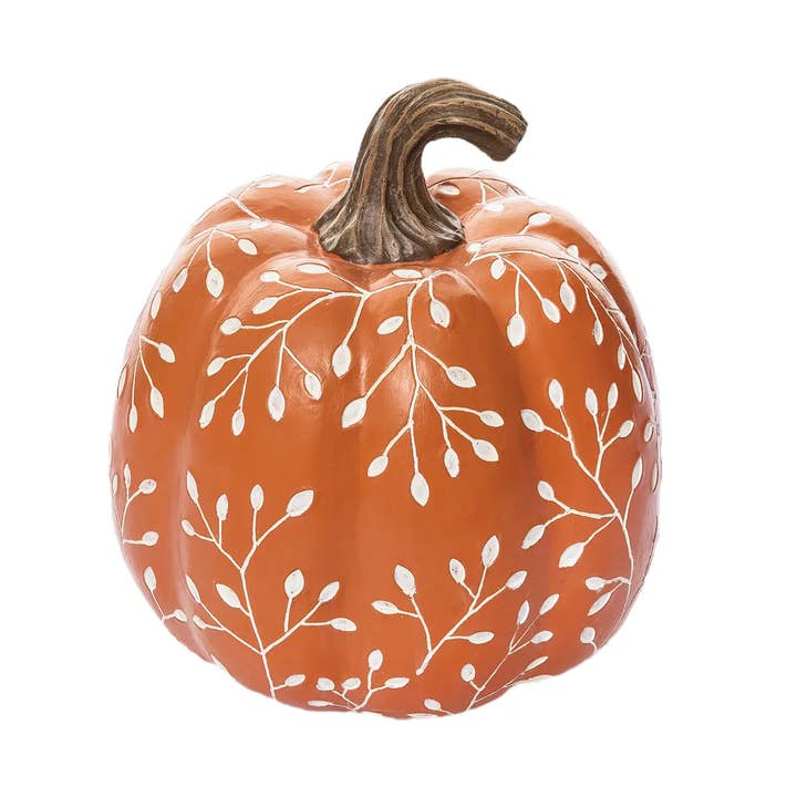 Fall/Harvest Orange Leaf Pumpkin Decorative Figurine for wholesale by C&F Home