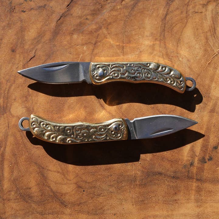 Daddy Daughter Jewelry - Wholesale Pendant/Charm Necklace - Mini Brass Knife Necklace || Pocket Knife Necklace || Blade0