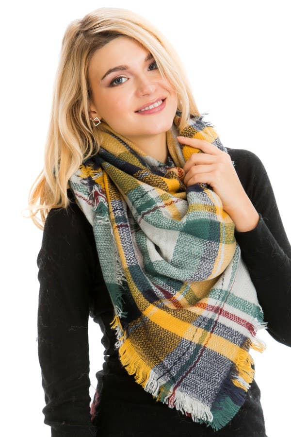 Cap Zone - Wholesale Scarf - Women's - Large Over Sized Plaid Printed Blanket Scarf and shawls3