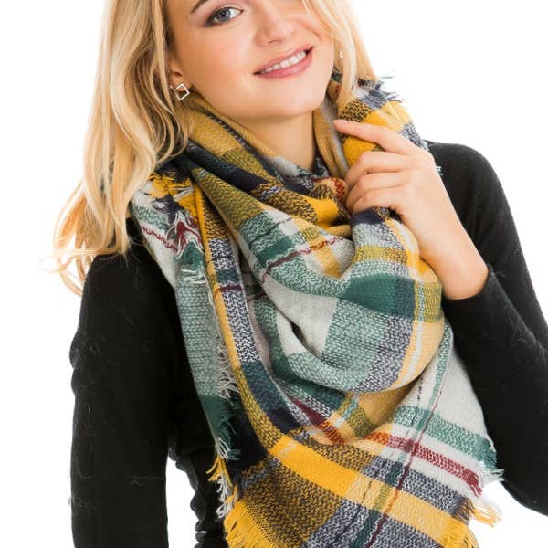 Cap Zone - Wholesale Scarf - Women's - Large Over Sized Plaid Printed Blanket Scarf and shawls3