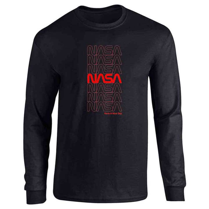 NASA Approved Retro Repeating Worm Logo Long Sleeve for wholesale by Pop Threads