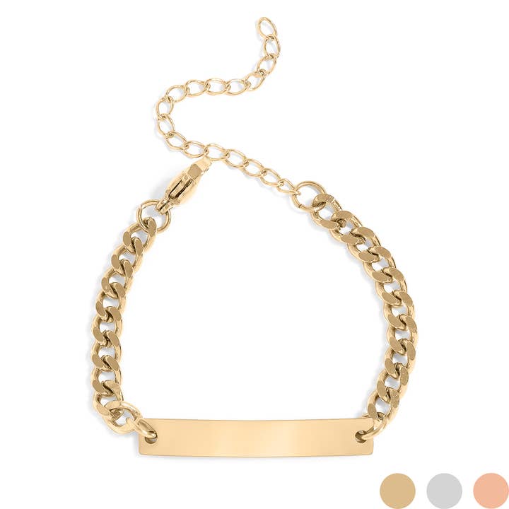 WJW - Wholesale Schakelarmband - 18-karaats PVD-gecoate mini-armband met gebogen staaf van roestvrij staal