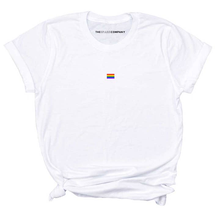 Tiny Flag Embroidered LGBTQ+ Pride T-Shirt for wholesale by The Spark Company