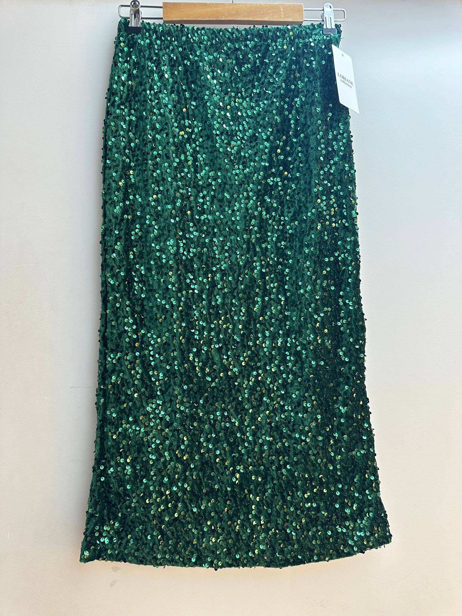 LORIANE - Wholesale Skirt - Women's - 6843 Glitter velvet skirt with back slit7