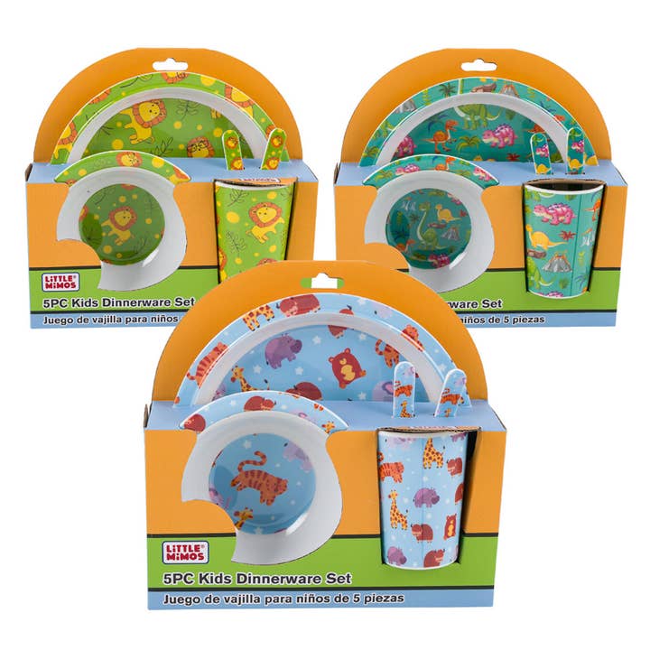 Deluxe Import Trading - Wholesale Dinnerware Set - Kids & Baby - FEEDING SET 5PC MELAMINE DECAL Style #5