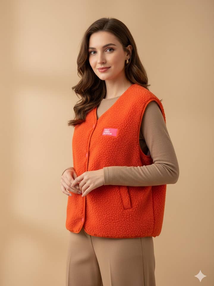 Textured fleece sleeveless vest for wholesale by VICTORIA&ISAAC