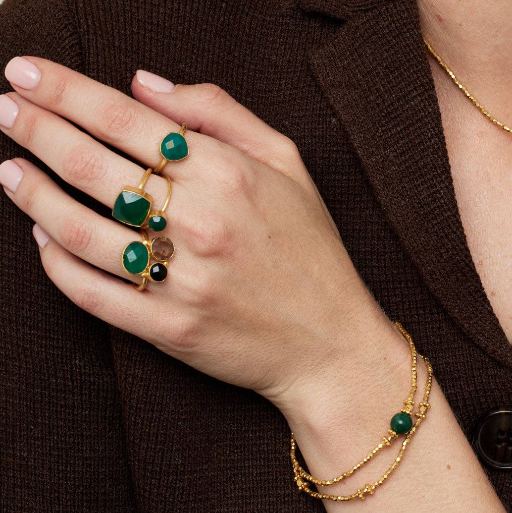 Ashiana London - Wholesale Multi-Stone Ring - Florence Ring Green & Black1