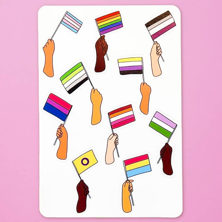 Hoja de pegatinas con la bandera LGBTQ+ para venta al por mayor de Little Rainbow Paper Co