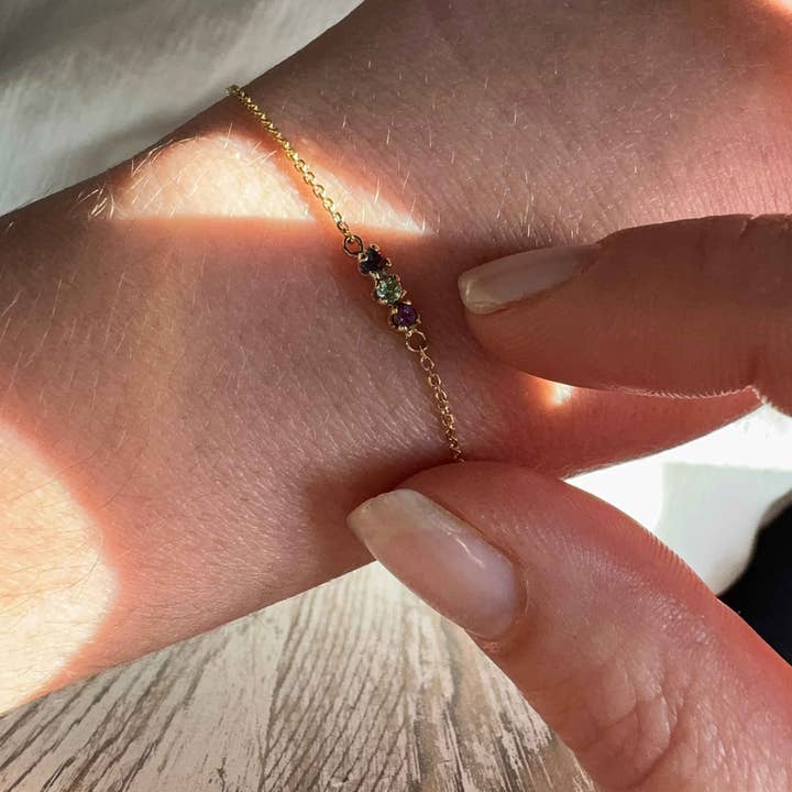 Kimiya Designs - Wholesale Charm/Dangle Bracelet - Dainty 14k Gold Birthstone Bracelet1