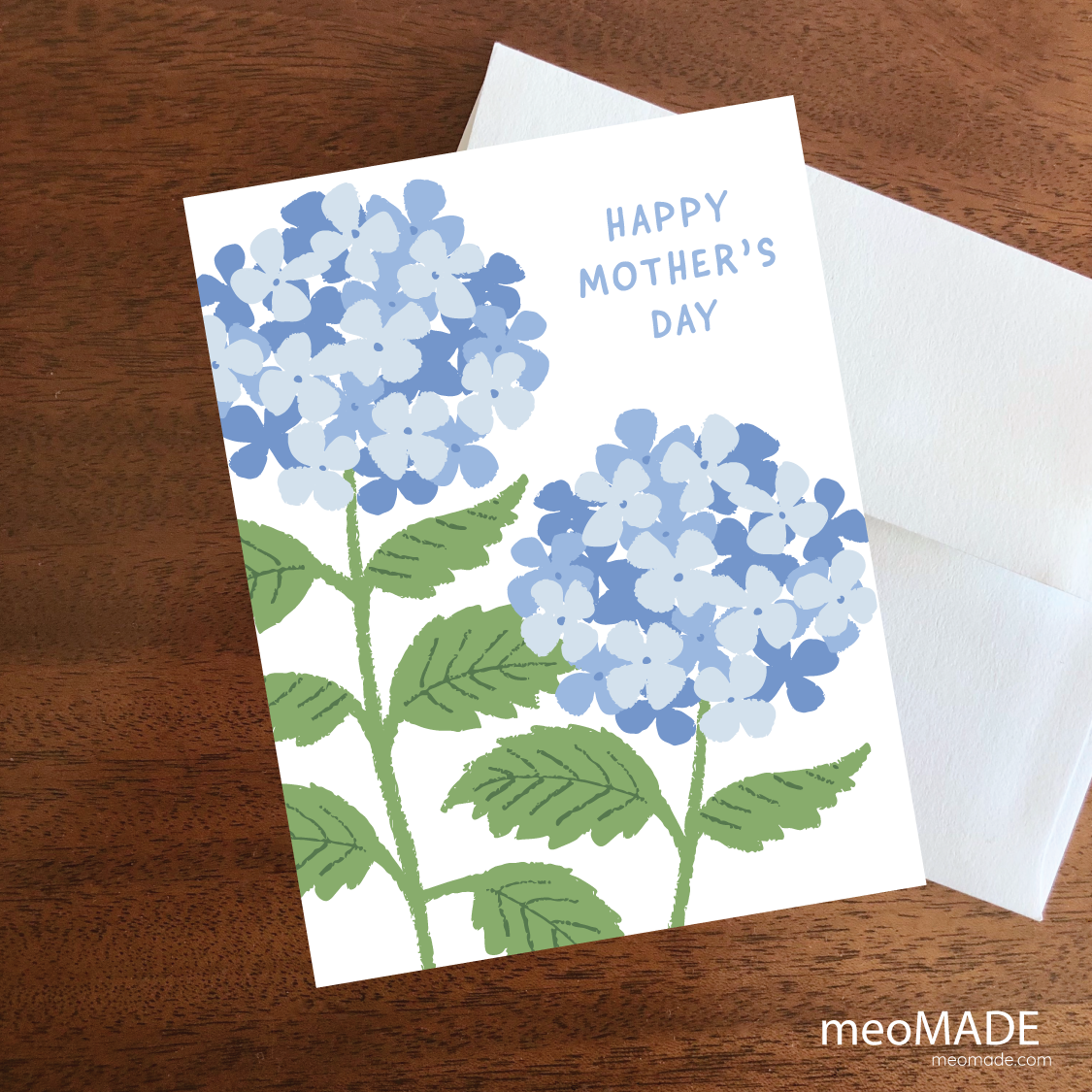 meoMADE - Wholesale Mother's Day Card - Blue Hydrangea Mother's Day Greeting Card2