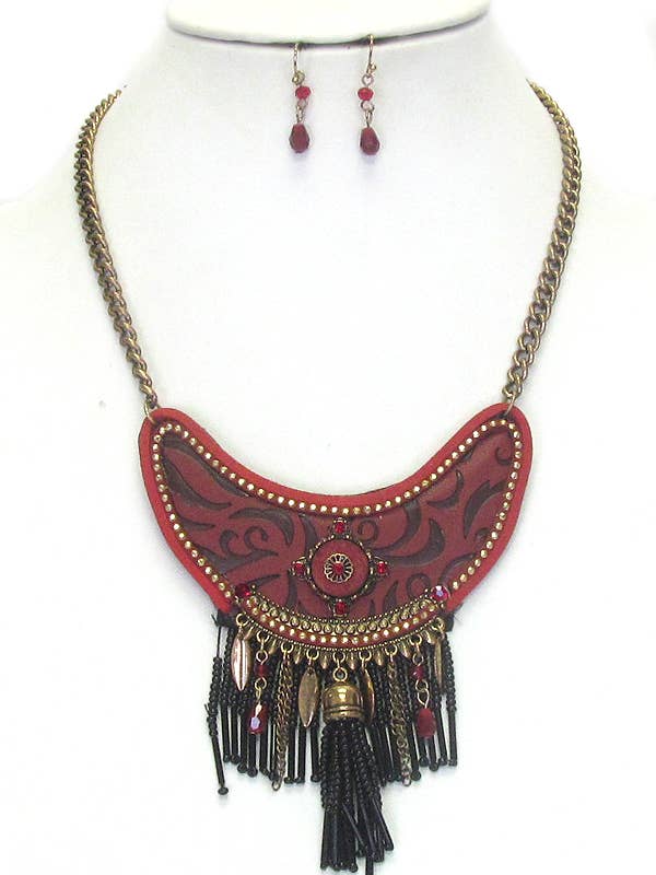 ( R225 ) SEED BEAD TASSEL STATEMENT NECKLACE SET for wholesale by Jewelry Max