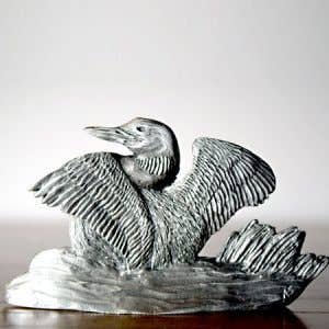 Loon Pewter Figurine, Loon Sculpture, Metal Bird Sculpture, Bird Figurine, Wildlife Figurines, Duck Figurines, Nature Art, Paper Weights for wholesale by Schumann Sculpture