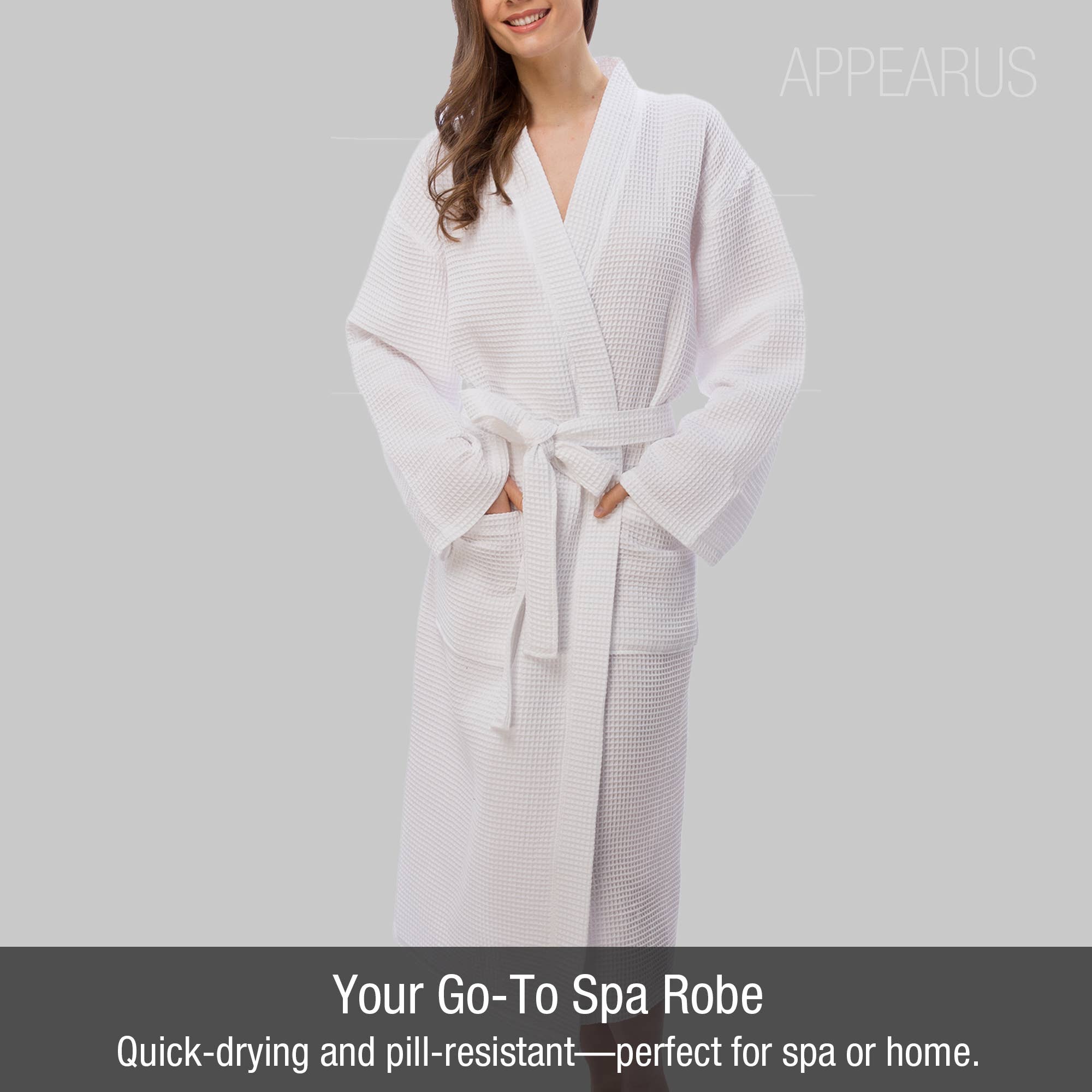 Appearus Products Corp. – Großhandel Bademantel – Unisex – Puffy Waffel Kimono Spa Bademantel - Unisex Baumwoll/Polyester-Mischung6