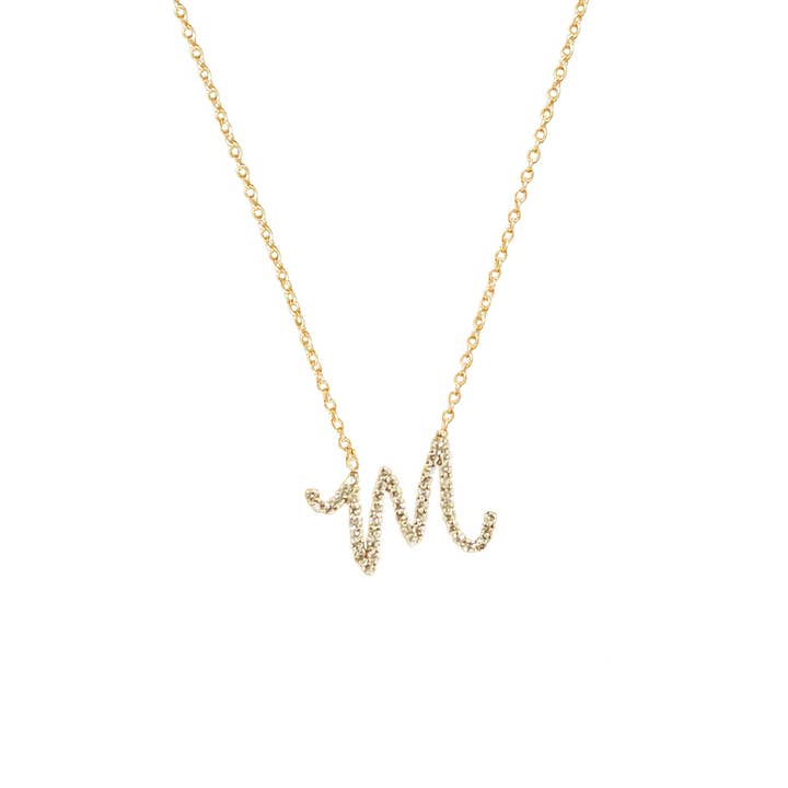 Collier initial cursif en diamant personnalisé pour la vente par Love Me Knots Hawaii