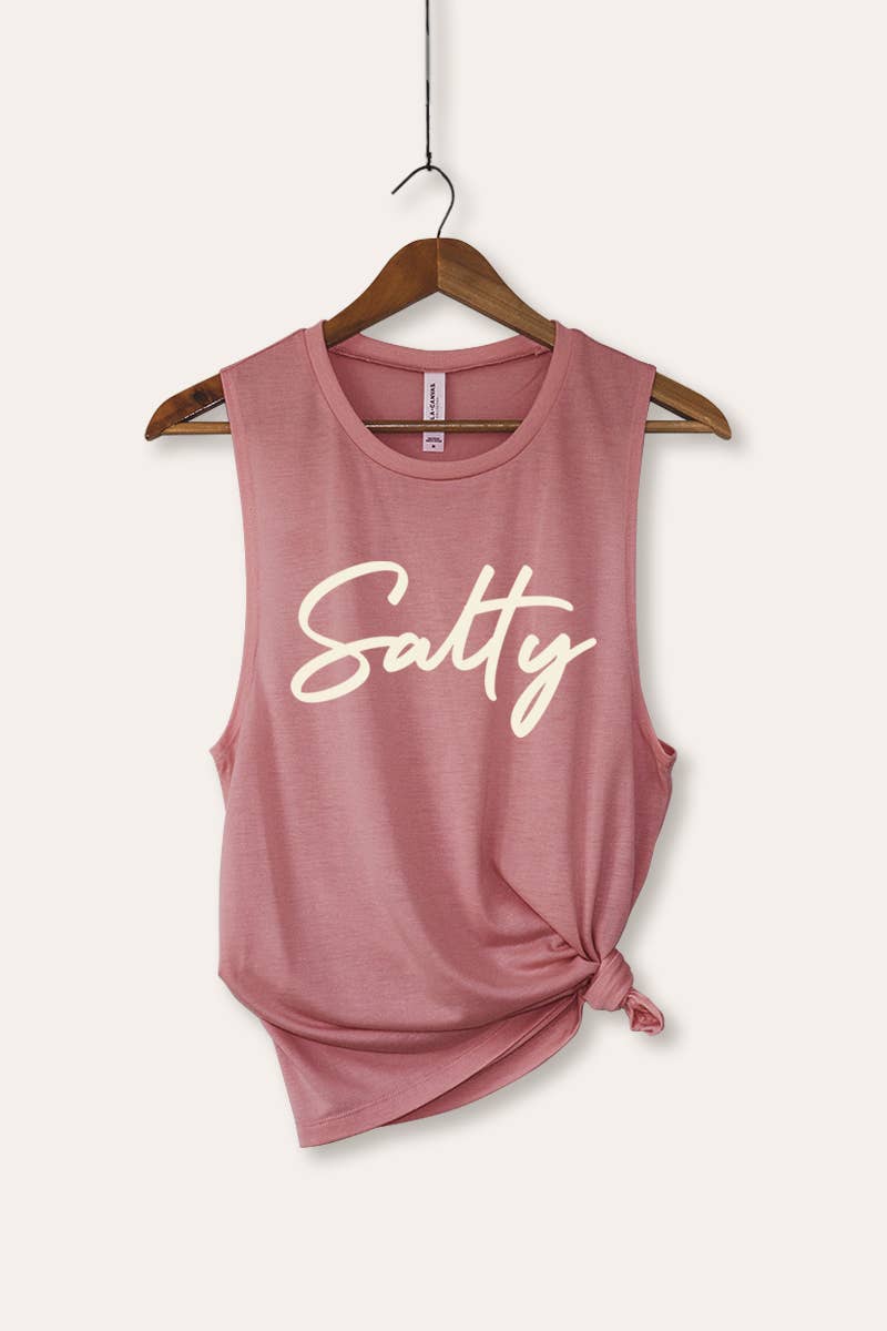 VINTAGE POINT USA – wholesale Tank top – Women′s – SALTY CURSIVE TYPOGRAPHY GRAPHIC TANK TOP4