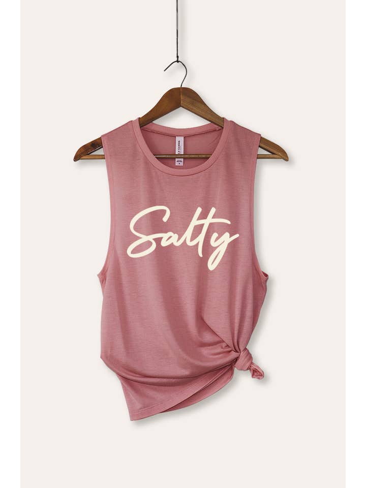 VINTAGE POINT USA – wholesale Tank top – Women′s – SALTY CURSIVE TYPOGRAPHY GRAPHIC TANK TOP4