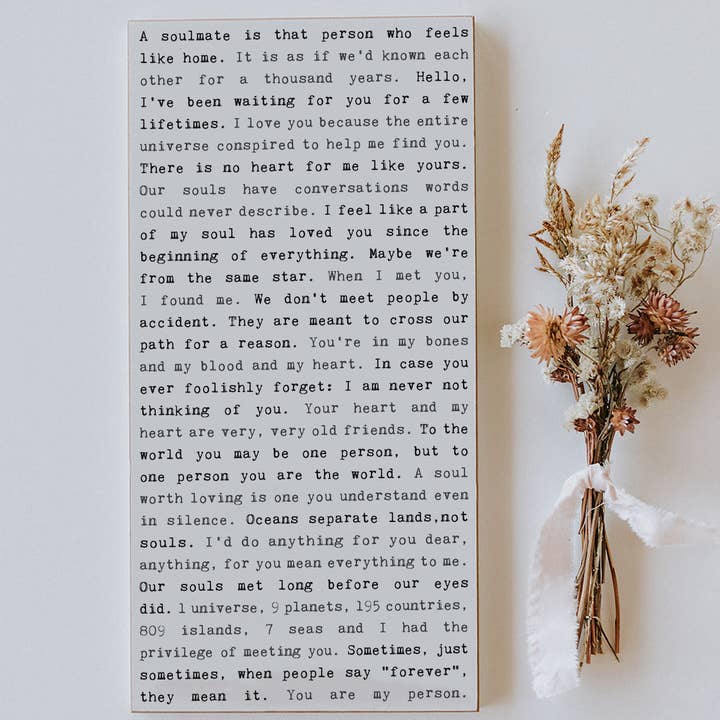 Soulmate - Typewriter Wall Plaque for wholesale by Cedar Mountain Studios