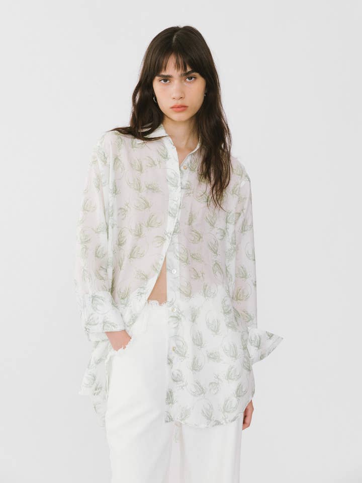 Loose Printed Sheer Shirt for wholesale by CUBIC