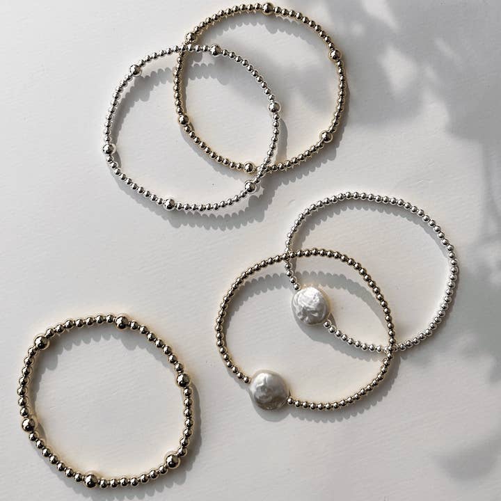 Kaylie Dawn Jewelry - Vente Bracelet de perles - Bracelet Empilable avec Mini Perles de Culture - Or Rempli ou Argent Sterling4
