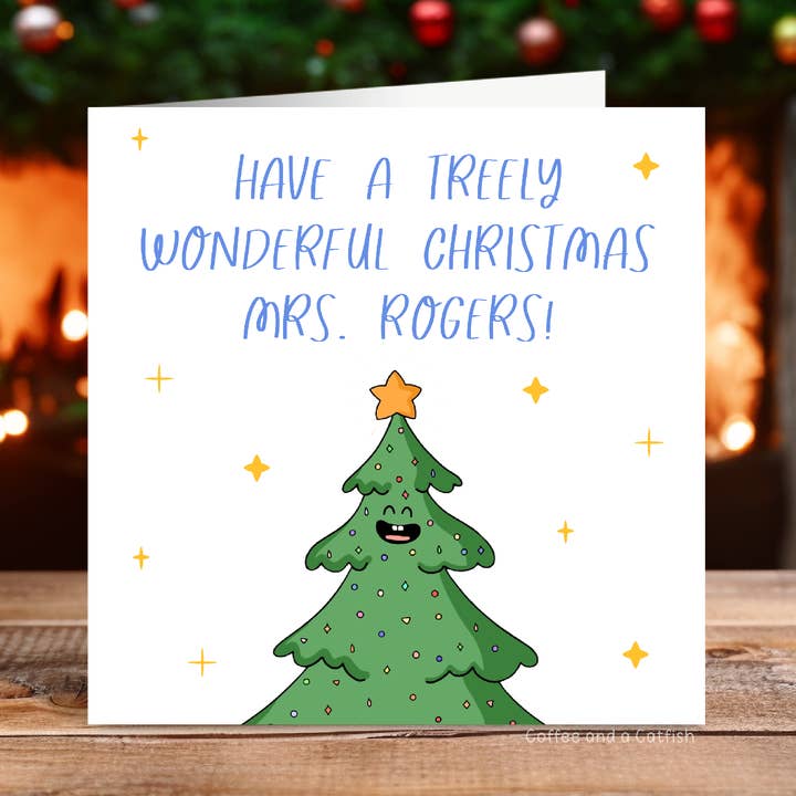 Cartão de Natal Personalizado para Professor por atacado de Coffee and a Catfish