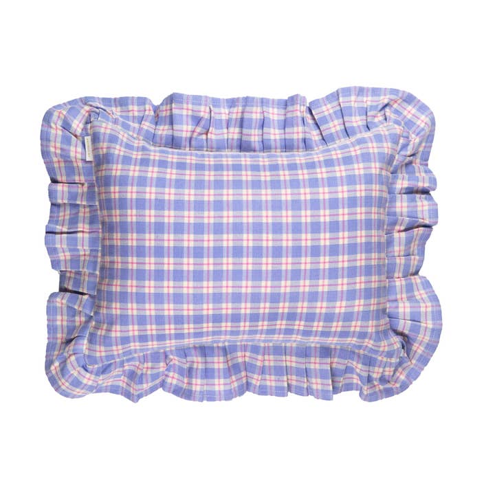 Archive NY Sofia Plaid Ruffle Pillow in Periwinkle for wholesale by Archive NY