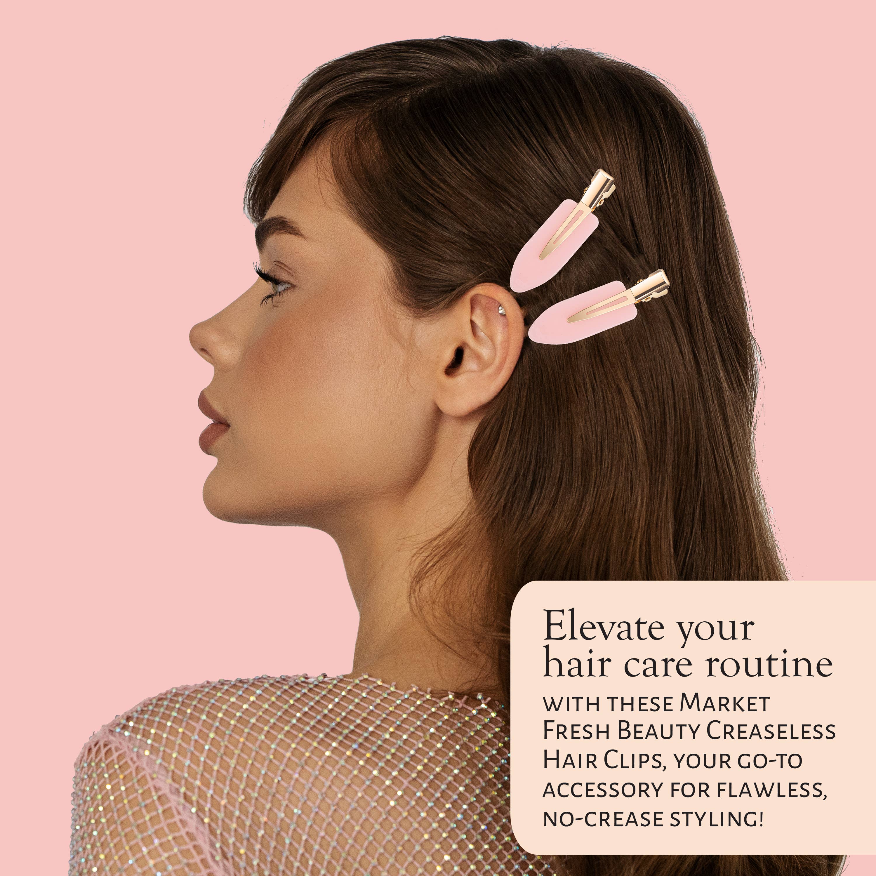 Market Fresh Beauty - Wholesale Hair Clip - Women's - Market Fresh Beauty Creaseless Hair Clips, 8 Pack - No-Crease Hair Styling Clips for Sectioning, All Hair Types, Heat Styling & Makeup Application - Pink & Opal Clips, Non-Slip & Durable Design4