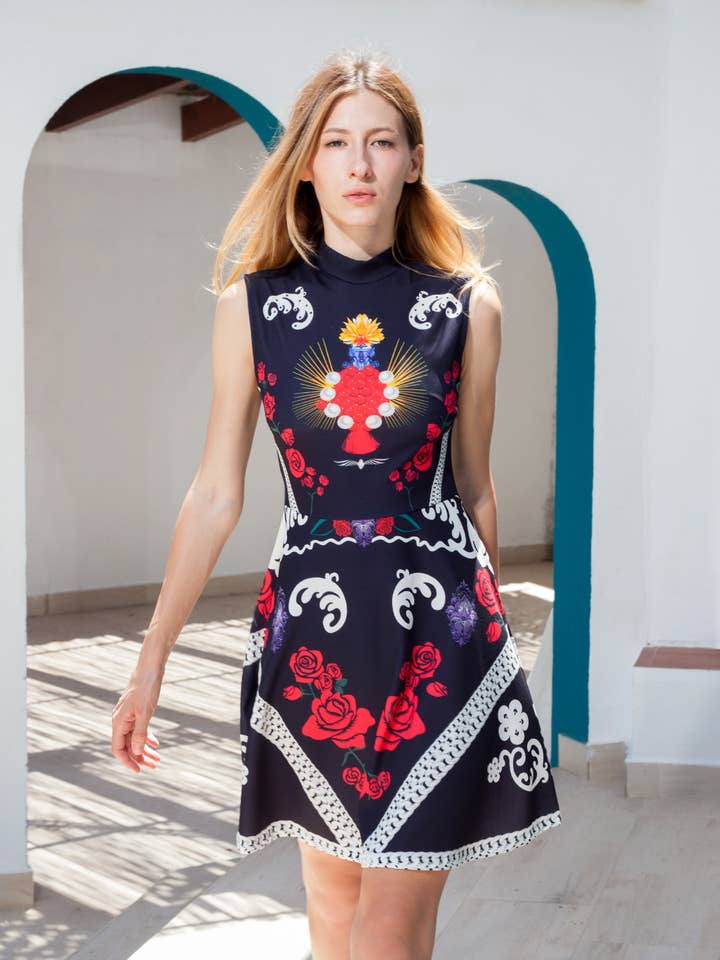 FALLON MINI DRESS WITH PRINTED FIGURES for wholesale by SOHUMAN