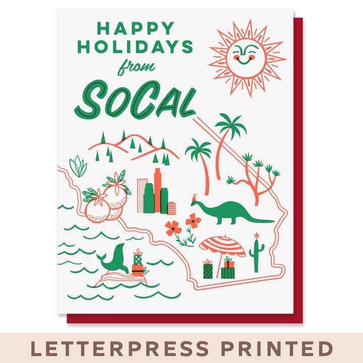 Happy Holidays from SoCal - Season's Greetings Card for wholesale by Paper Parasol Press