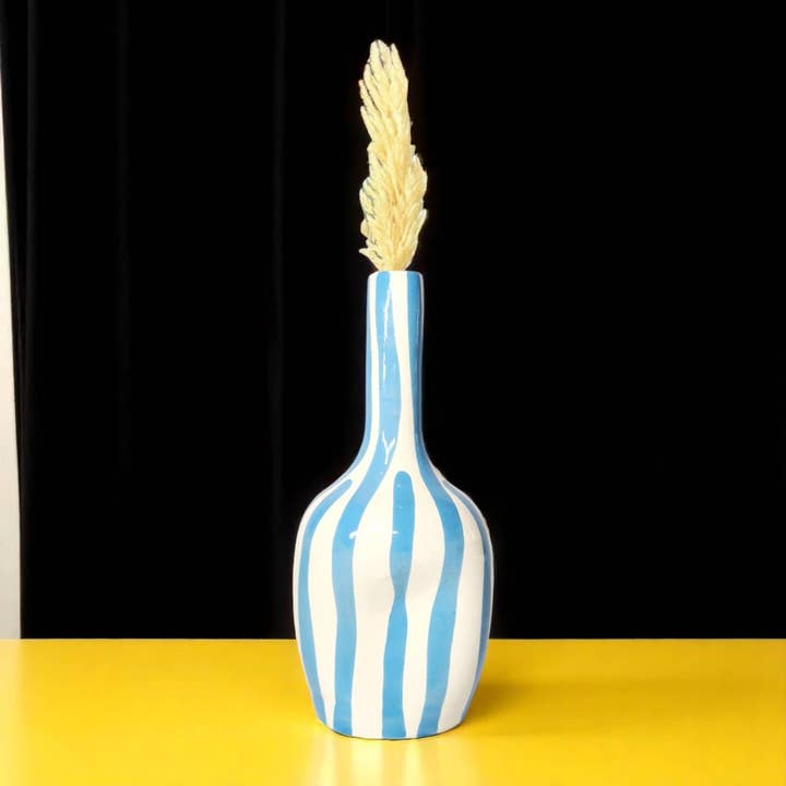 Handcrafted Pink & White Striped Vase (20 cm / 24 cm) for wholesale by Moroccantastics