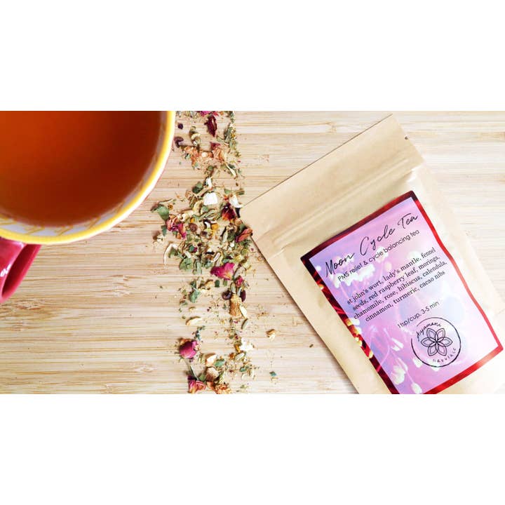 Ayamani Naturals – Engroshandel Sundheds-/detox-te – Månecyklus urtete med damemantel | Goddess Wellness