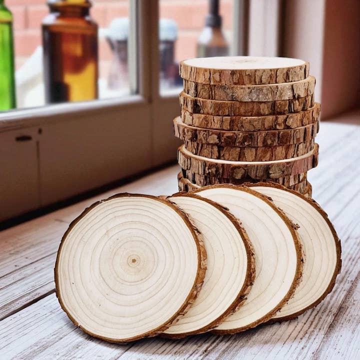 Wax Apothecary - Wholesale Candle Holder - CANDLE COASTER : Natural Wood Slice Display (Small 3")0