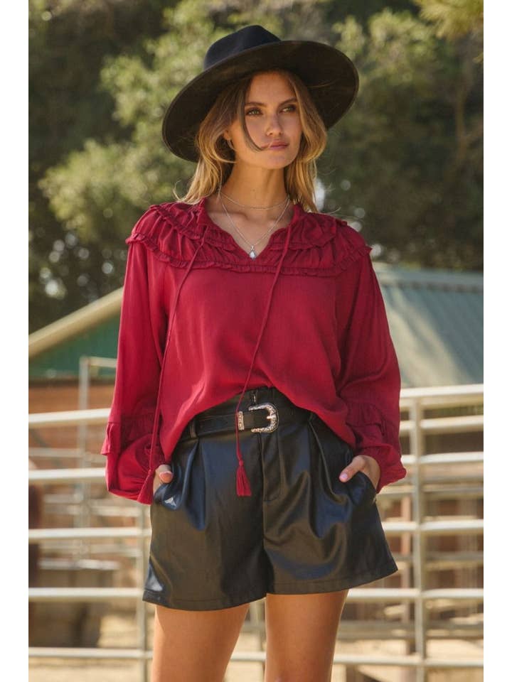 Oddi - Wholesale Blouse - Women's - Textured Fabric Shirring Yoke Blouse1