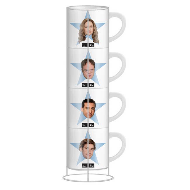 Silver Buffalo - Wholesale Coffee Mug - The Office Star Faces 4pc 10oz Ceramic Mug Stack