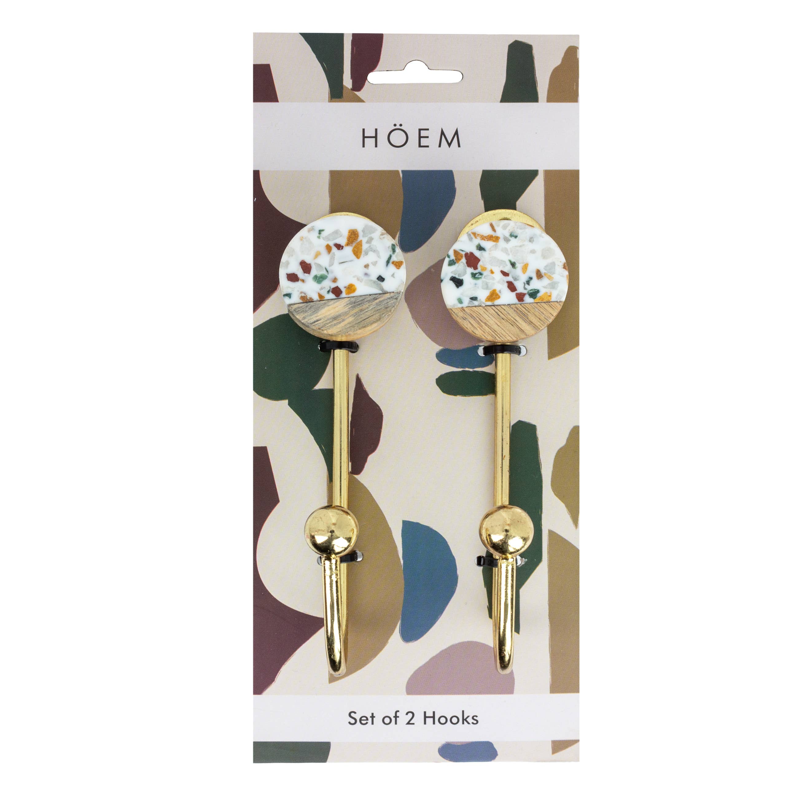 Wood Resin Set of 2 Wall Hooks Multicolour for wholesale on Faire1